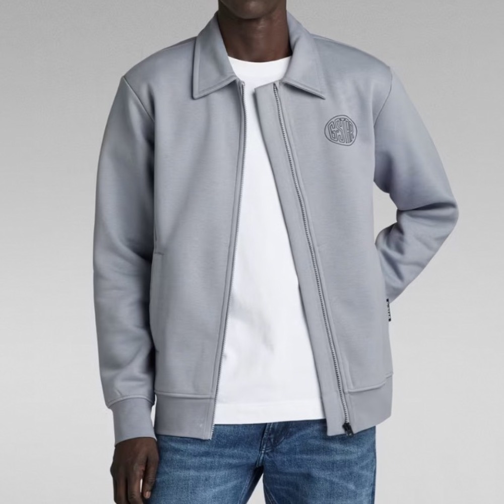 NWT G-Star RAW‎ Polo Collar Zip Thru Sweatshirt Dim Grey XS D23882-D425-3885